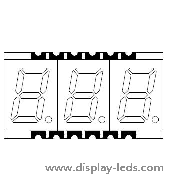 0.3 インチ 3 桁 7 セグメント SMD ディスプレイ