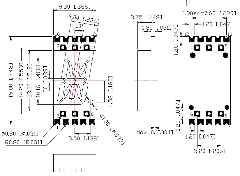 0.4インチ1桁英数字ディスプレイ4011
