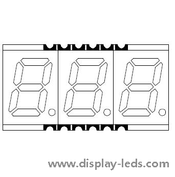 0.39 インチ 3 桁 7 セグメント SMD ディスプレイ