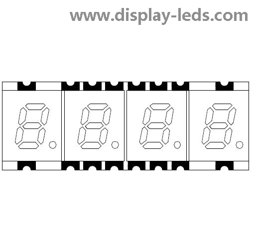 0.2 インチ 4 桁 7 セグメント SMD ディスプレイ