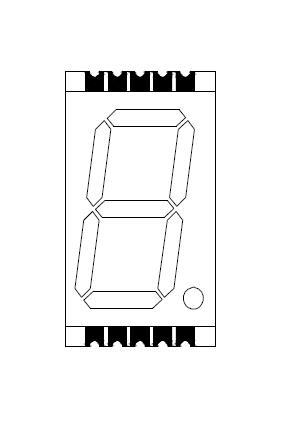 0.8 インチ Fout 桁 7 セグメント SMD ディスプレイ、グレーフェイス