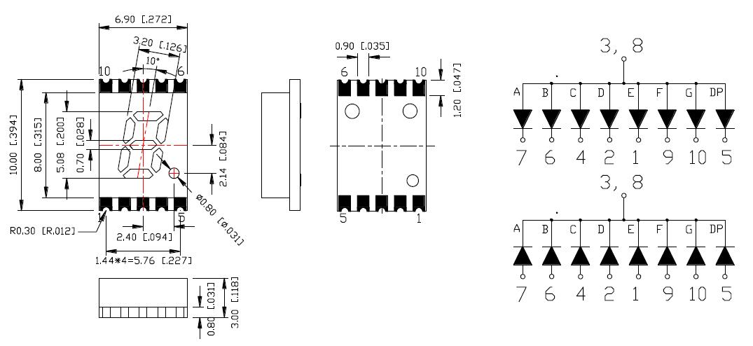 0.2 インチ 1 桁 SMD ディスプレイ LSD2011