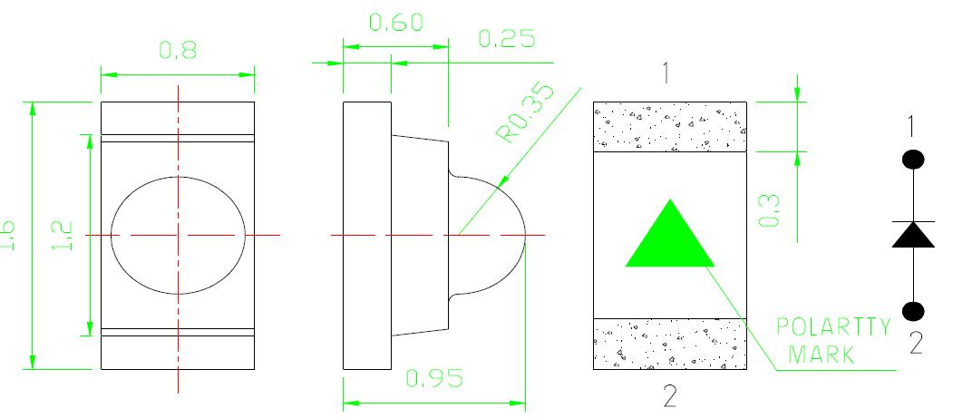 0603 SMD LED レンズ付き