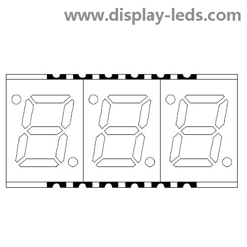 0.28 インチ 3 桁 7 セグメント SMD ディスプレイ