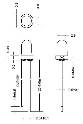 3 mm 丸型青色 LED ランプ