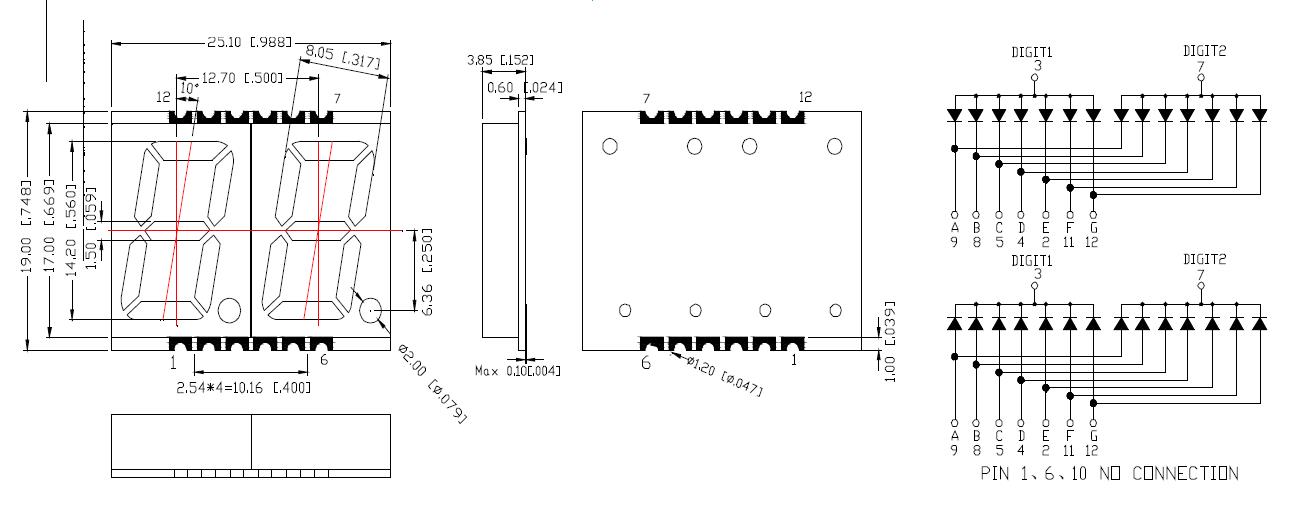0.56インチ2桁SMDディスプレイ5621