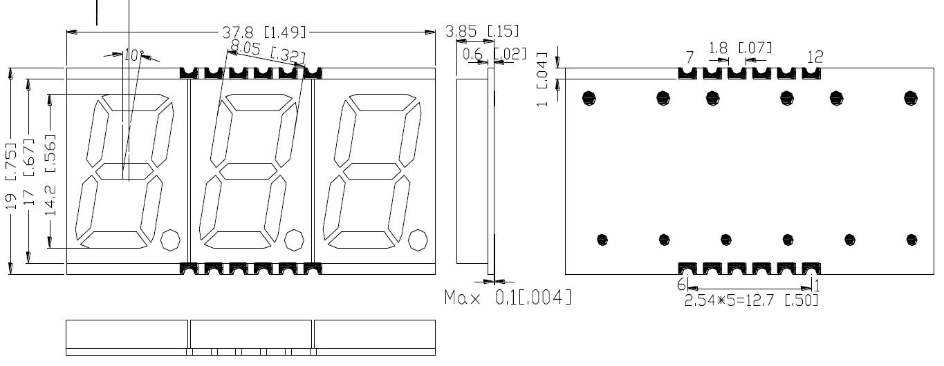 0.56インチ3桁SMDディスプレイ5630