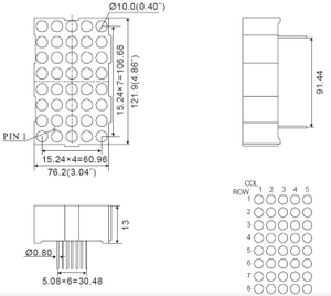 4.6 インチ 5x8 LED ドットマトリックス ディスプレイ