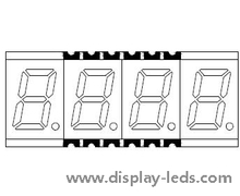 0.3 インチ 4 桁 7 セグメント SMD ディスプレイ