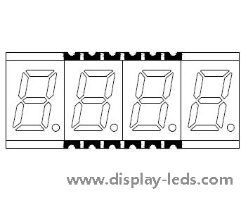 0.3 インチ 4 桁 7 セグメント SMD ディスプレイ