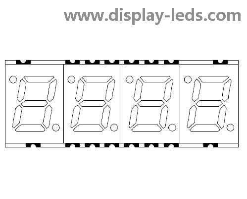 0.28 インチ 4 桁 7 セグメント SMD ディスプレイ