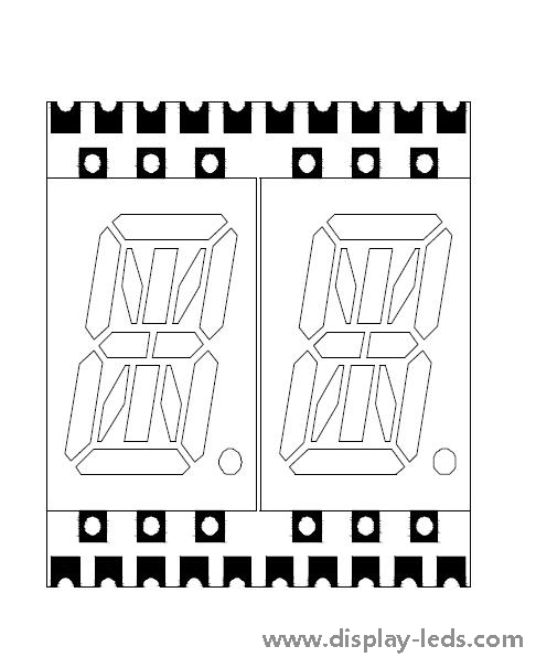 0.4 インチ 2 桁 14 セグメント SMD ディスプレイ