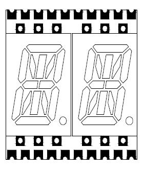 0.4 インチ 2 桁 16 セグメント smd LED ディスプレイ