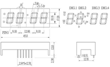 0.4インチ4桁7セグメント表示クロック