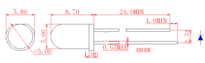 5mm 青色丸型 LED ランプ