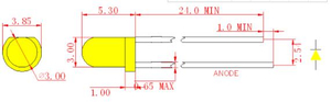 黄色拡散の 3 mm 黄色丸形 LED ランプ