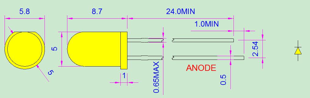5MM黄色LEDランプ