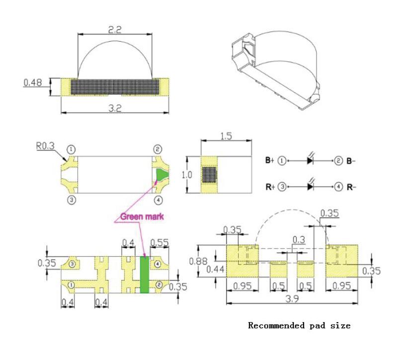 1204 赤青チップ LED