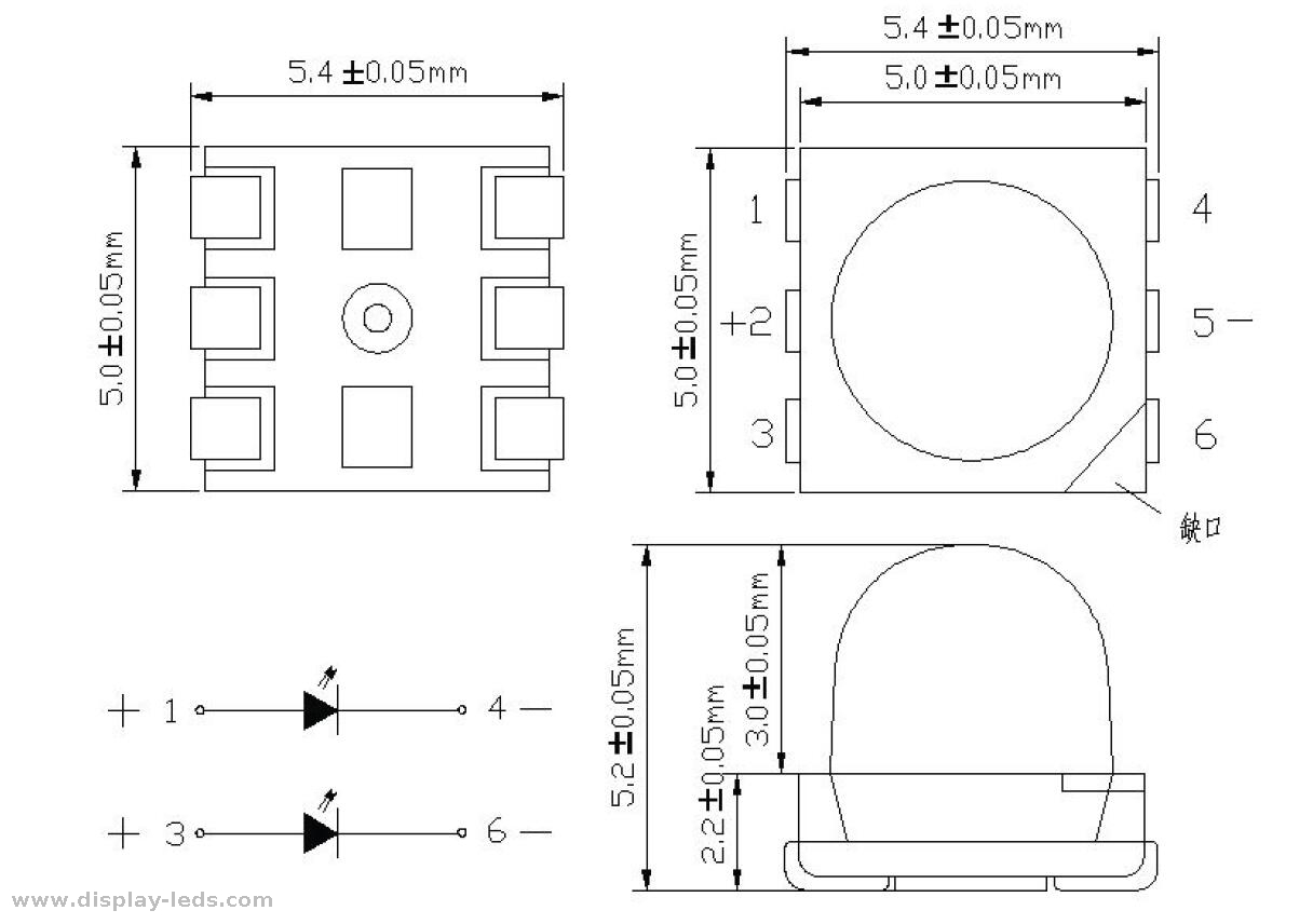超高輝度黄色 PLCC 5050 ドーム SMD LED、角度 30 度